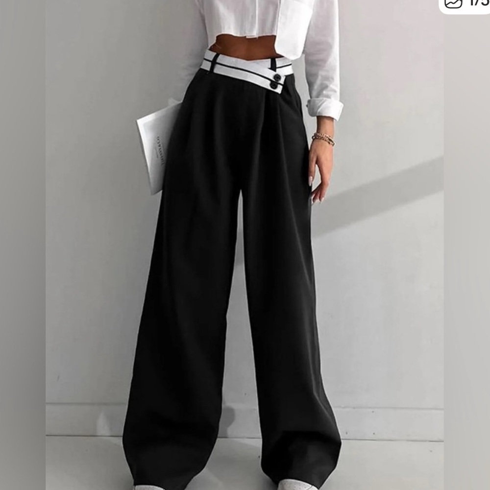 Elegant Black High-Waisted Wide-Leg Pants